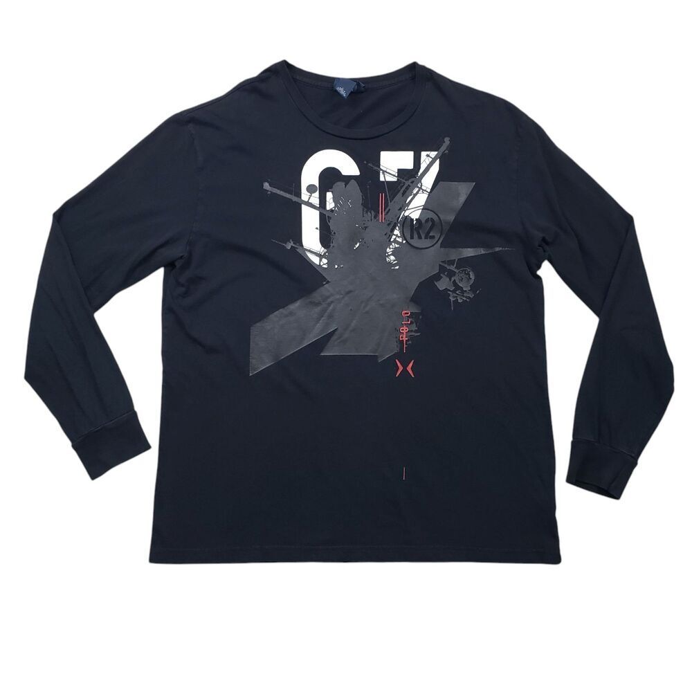 Polo Ralph Lauren G7 R2 Shirt Men Large Black Long Sleeve Y2K Vintage